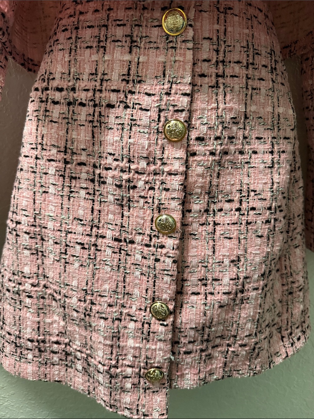 Pink Tweed Cape-Style Jacket/ Skirt Set - Picture 6 of 9